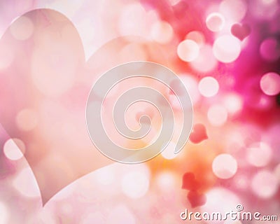 Valentine's blur pink hearts background.Abstract bokeh illustrat Cartoon Illustration