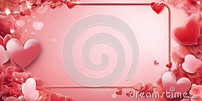 Valentine's Day abstract background frame with hearts Stock Photo