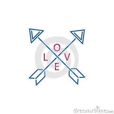 Valentine`s day, arrows, love icon. Can be used for web, logo, mobile app, UI, UX Vector Illustration