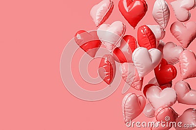 floating inflatable heart balloons Stock Photo