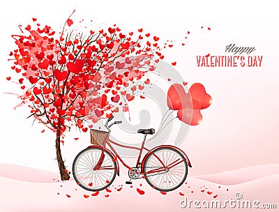 Valentine's Day background with a heart shaped tree Vector Illustration