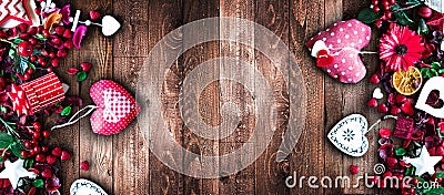 Valentine`s Day Background with love themed elements Stock Photo