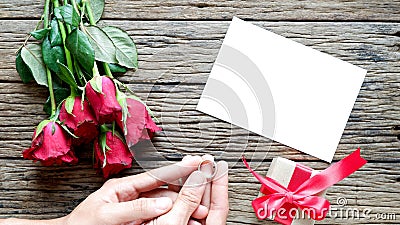 Valentine's Day background with red roses Stock Photo