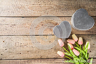 Valentine's day background with tender tulip flowers Stock Photo