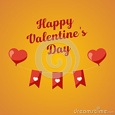 Valentine`s Day balloons with flags. Vector Illustration