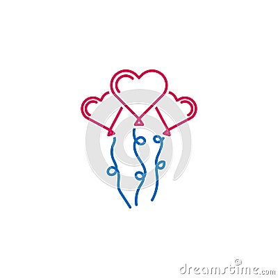 Valentine`s day, balloons, hearts icon. Can be used for web, logo, mobile app, UI, UX Vector Illustration