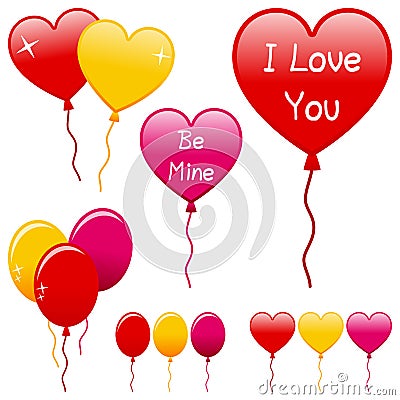 Valentine s Day Balloons Set Vector Illustration