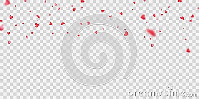 Valentine`s day, banner template. confetti heart ribbons. Vector Illustration