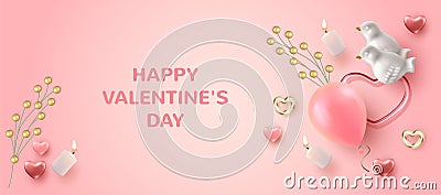 Valentine`s day banner Vector Illustration