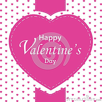 Valentine's Day and big heart on white background. Pink heart on Valentine's Day. Vector Illustration