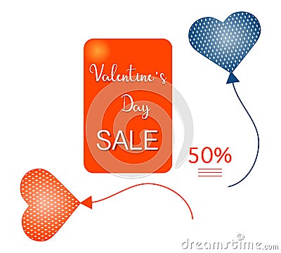 Valentine`s Day Big Sale Shop Purchase Percent off Vector Illustration