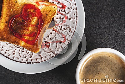 Valentine`s day breakfast idea Stock Photo