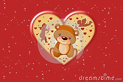 Valentine`s Day Brown Teddy bear Stock Photo