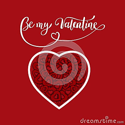 Valentine s Day, brush pen lettering with heart, vector illustration. Vector Illustration