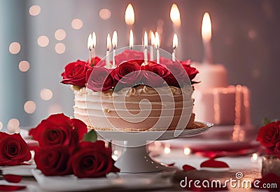 Valentine's Day cake roses Birthday Stock Photo