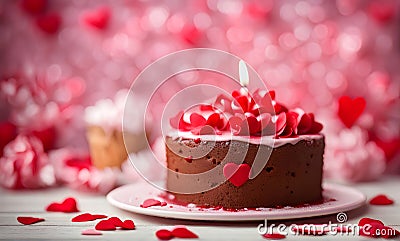 Valentine's Day cake, sweet celebration Stock Photo