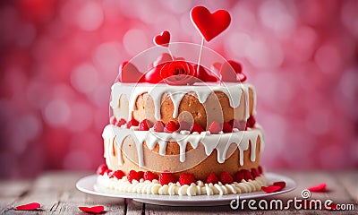 Valentine's Day cake, sweet celebration Stock Photo