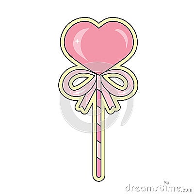 Valentine`s Day candy heart in the form of a gift Vector Illustration