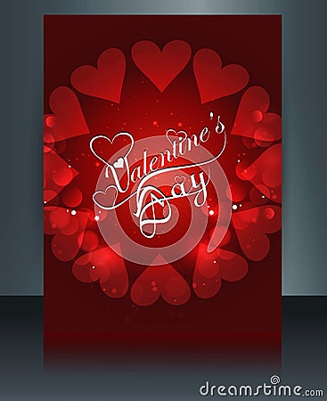 Valentine's day card beautiful heart reflection brochure Cartoon Illustration