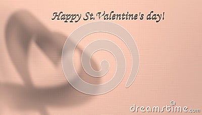 Valentine`s day card with copy space for your text. The shadow of a heart in the background, with space for congratulations. Stock Photo