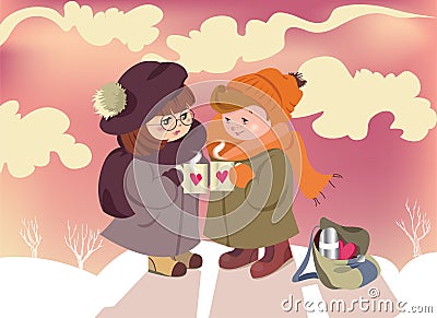 Valentine`s day card couple in love children Stock Photo