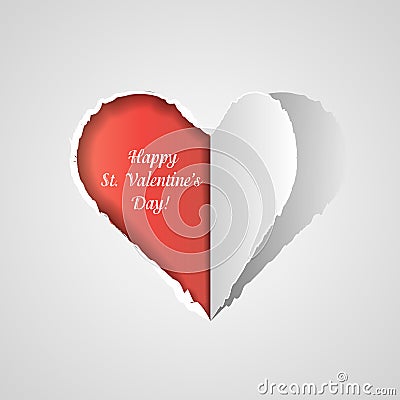 Valentine s day card with cut paper hearts Vector Illustration Vector Illustration