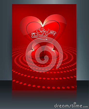 Valentine's day card heart reflection brochure template Cartoon Illustration