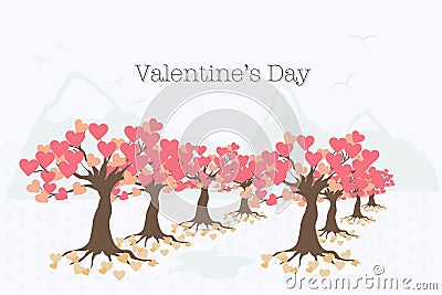 Valentine`s Day card with the tree of love Stock Photo