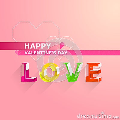 Valentine's day cards.Color letter in isometric style. Vector Illustration