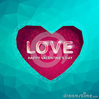 Valentine's day cards with Polygon Heart.Abstract love vector Vector Illustration