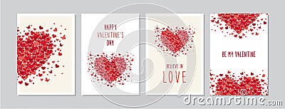 Valentine`s Day cards set with hand drawn hearts design. Doodles and sketches vector vintage illustrations, DIN A6 Cartoon Illustration