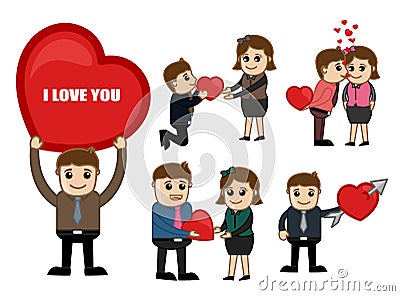 Valentine`s Day Cartoon Illustrations Stock Photo