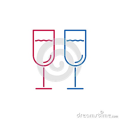 Valentine`s day, champagne glasses icon. Can be used for web, logo, mobile app, UI, UX Vector Illustration