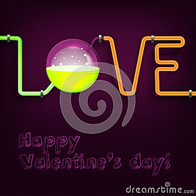 Valentine's day chemistry tubes card Vector Illustration