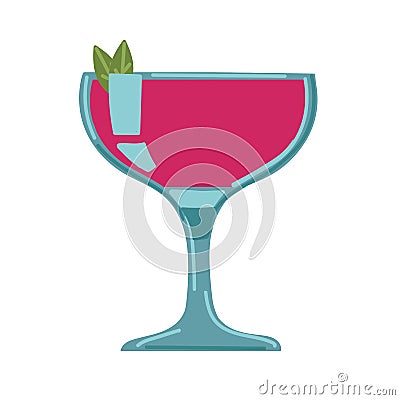 Valentine s Day cocktail with strawberries. Glass icon. Vector illustration. Vector Illustration
