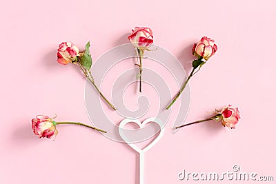 Valentine`s Day composition with magic wand and roses Stock Photo