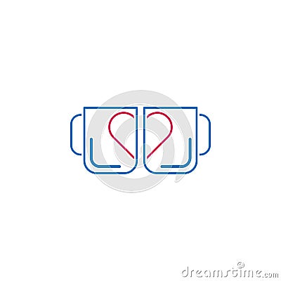 Valentine`s day, cups, heart icon. Can be used for web, logo, mobile app, UI, UX Vector Illustration