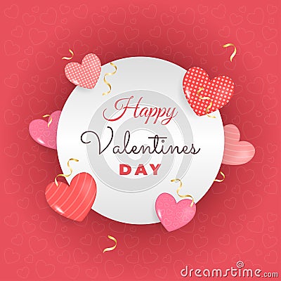 Valentine's day design. Realistic ballon hearts and golden ribbon Cartoon Illustration