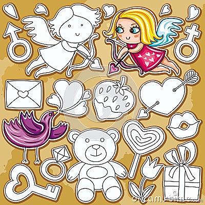 Valentine's day doodle set Vector Illustration