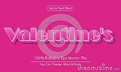 valentine's day editable 3d text effect vector design Vector Illustration