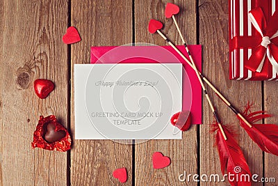 Valentine's Day greeting card mock up Stock Photo