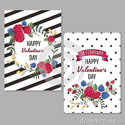 Valentine`s day greeting cards Vector Illustration