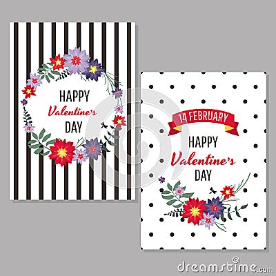 Valentine`s day greeting cards Vector Illustration