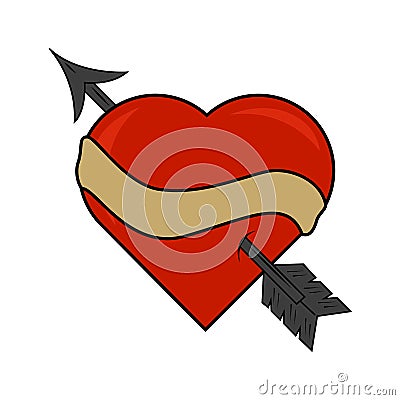 Valentine`s Day. Heart with an arrow. Wedding card. Romantic declaration of love Stock Photo