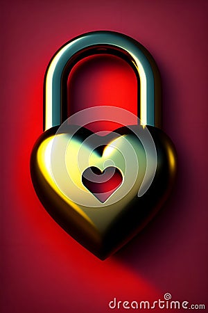 Valentine's day heart Padlock. Love pad locker Stock Photo