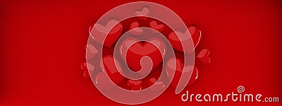 Valentine`s day heart on red background. Minimal valentine, mother`s day, marriage and love concept. Top view Stock Photo