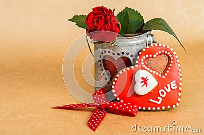 Valentine's Day heart shaped cookies with icing Stock Photo