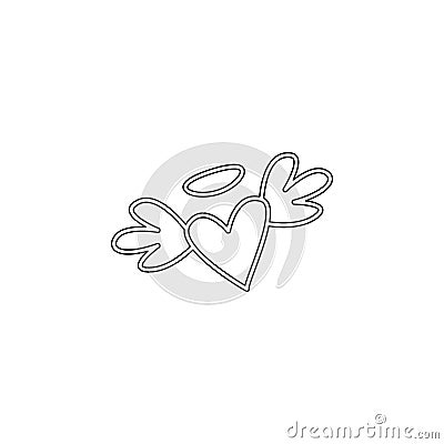 Valentine\'s Day, heart, wings icon. Simple thin line, outline vector of valentine\'s day icons for ui and ux, website or mobile Stock Photo