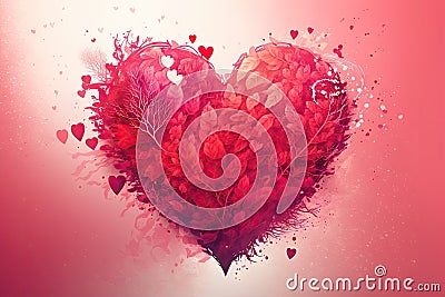valentine's day heartful pink with red romantic double exposure background Stock Photo
