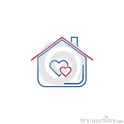 Valentine`s day, home, hearts icon. Can be used for web, logo, mobile app, UI, UX Vector Illustration